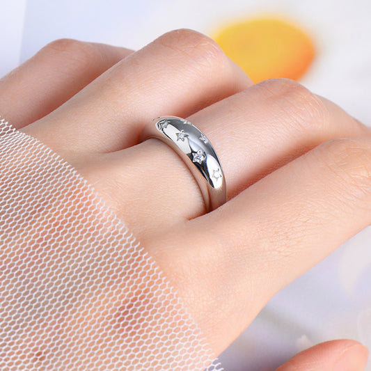 Delicate Moissanite Star Ring for Women Silver