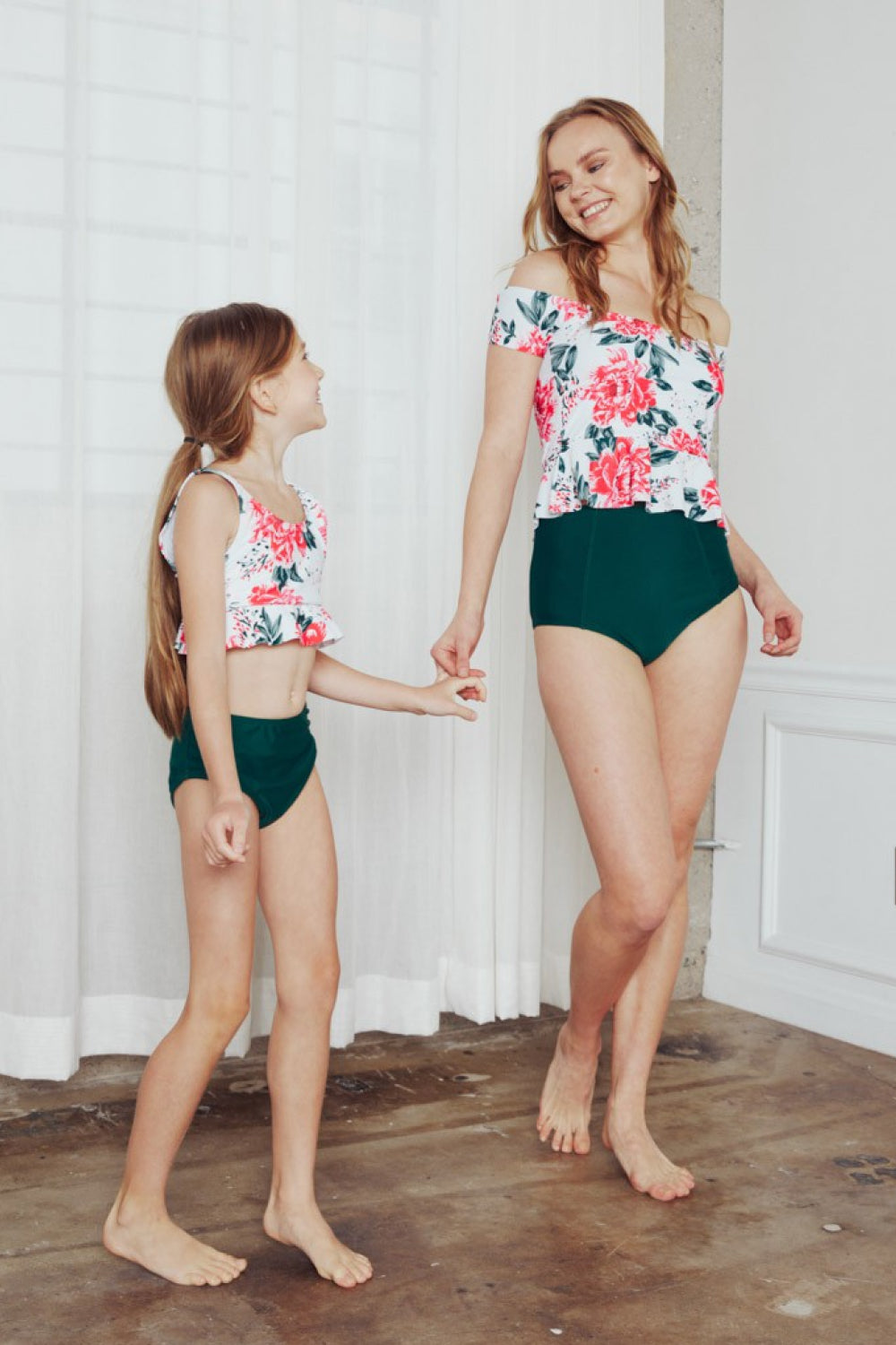 Floral Ruffle Tankini Swimsuit Set