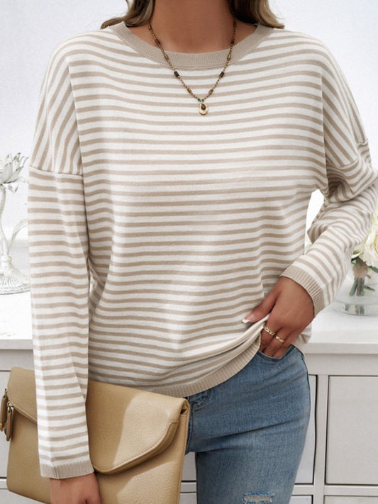 Women's Oversized Striped Sweater Khaki