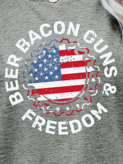 Flag Tee with Beer, Bacon & Freedom