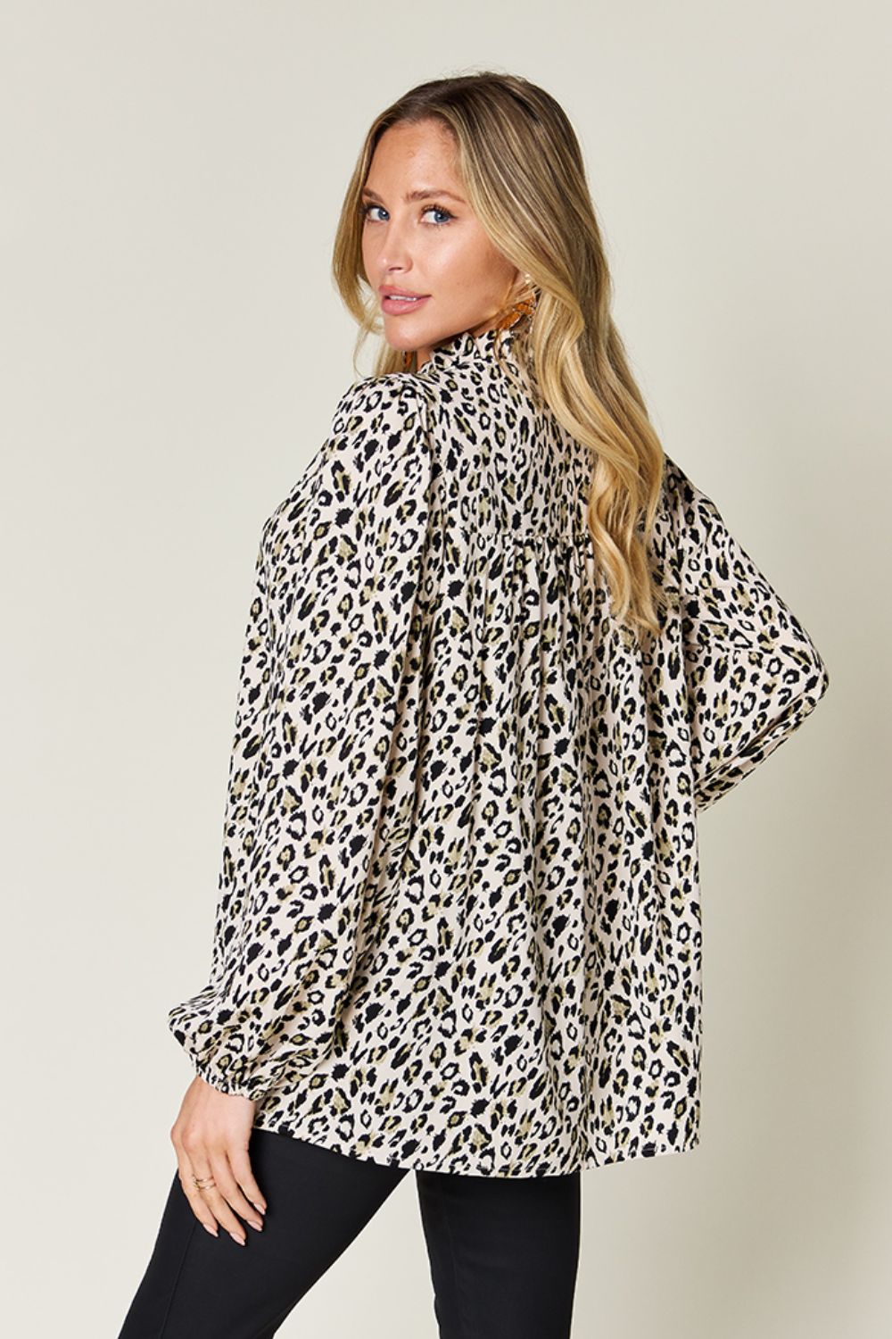 Leopard Print Long Sleeve Blouse