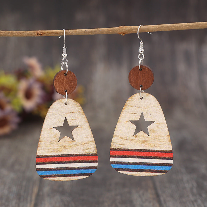 Patriotic Star & Stripe Dangle Earrings