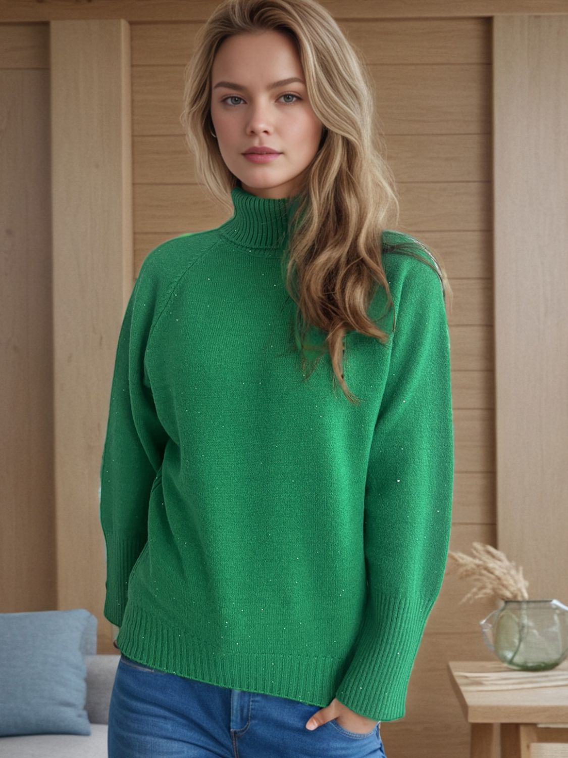 Turtleneck Raglan Sleeve Sweater