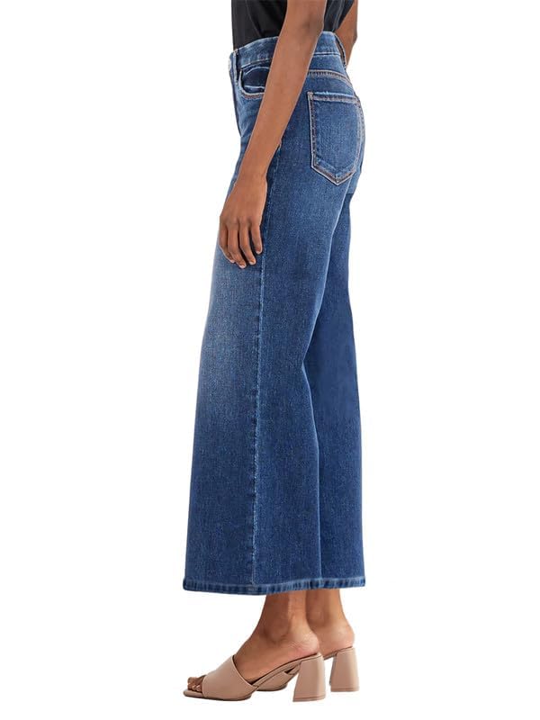 Rfm Jeans - Genleck Womens Wide Leg Jeans Trendy Cropped Loose Jeans High Waisted Stretchy Capri Denim Pants Baggy Trousers 2024