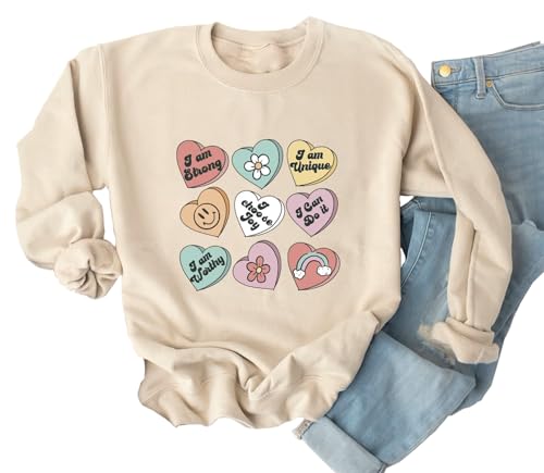 Heart Shirt - Ykomow Valentines Day Shirts Women Plaid Love Heart Valentines Day Sweatshirts Raglan Tops Cream-4