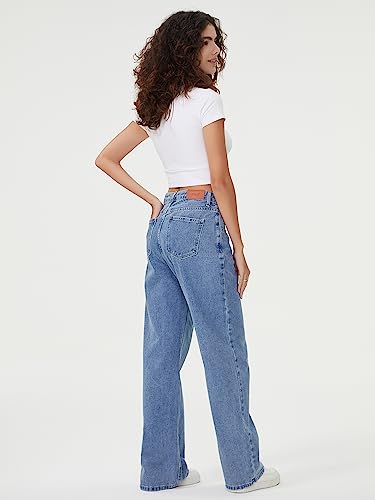 Rfm Jeans - HDLTE Women Wide Leg Jeans High Waist Baggy Jeans Loose Boyfriend Jeans Denim Pants Y2K