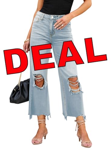 Rfm Jeans - LOLONG High Waisted Ripped Flare Jeans for Women Casual Distressed Pants Blue