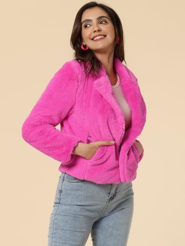 Hot Pink Fur Coat - Allegra K Womens Winter Wedding Faux Fur Bolero Jacket Loose Formal Faux Fur Coat