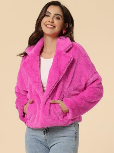 Hot Pink Fur Coat - Allegra K Womens Winter Wedding Faux Fur Bolero Jacket Loose Formal Faux Fur Coat