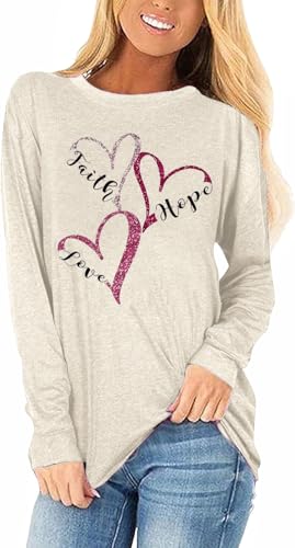 Heart Shirt - Womens Love Heart Raglans TShirts Casual Long Sleeve Valentines Day Graphic Tees Tops 2024-ms-25