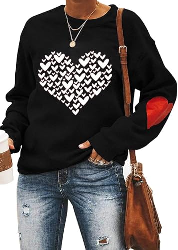 Heart Shirt - Ykomow Valentines Day Shirts Women Plaid Love Heart Valentines Day Sweatshirts Raglan Tops 5-black