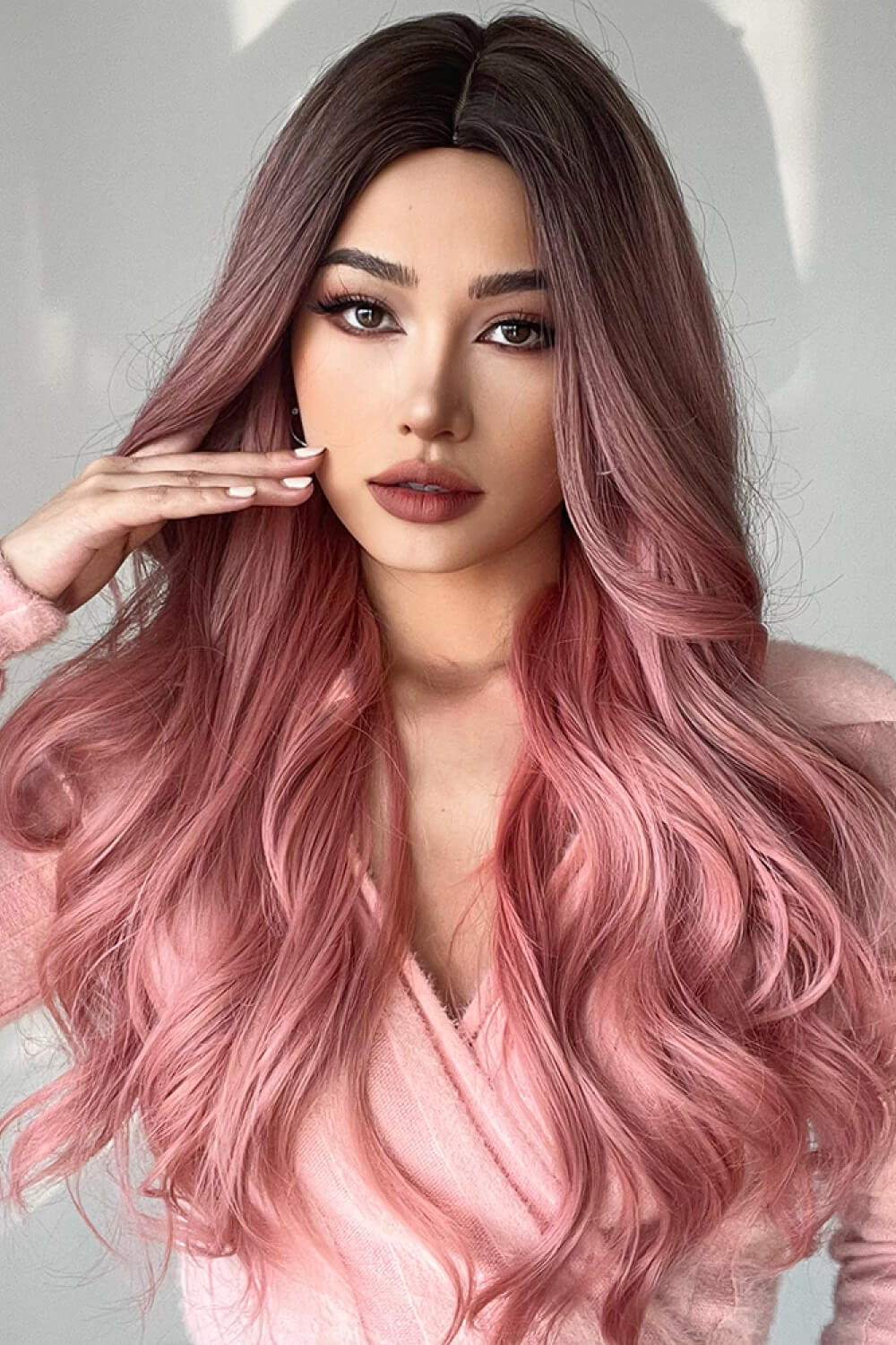 26" Pink Wavy Wig