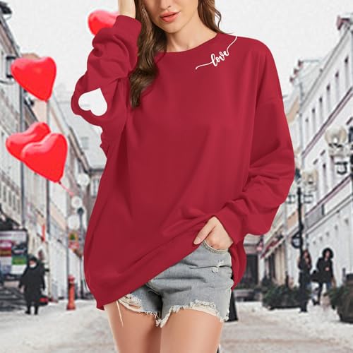 Heart Shirt - Valentines Day Shirt Heart Love Graphic Red Sweatshirts For Women Funny Casual Valentines Long Sleeve Shirts Tops