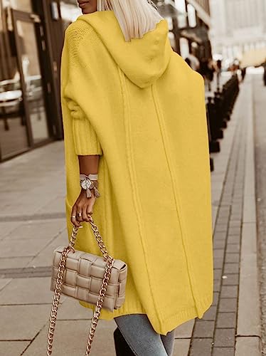 Yellow Cardigan - Aoysky Womens Long Cardigans Cable Knitted Open Front Oversized Hooded Outerwear Sweater Coat