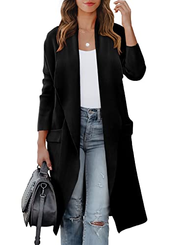 Blue Coat - ANRABESS Womens Long Cardigan Sweater 2024 Fall Fashion Casual Oversized Knit Open Front Coatigan Jacket Coat Trendy Outfits Black