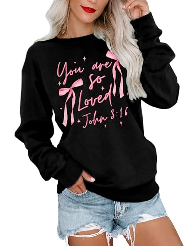 Heart Shirt - LUKYCILD Valentines Day Love Heart Shirt Women Casual Crewneck Sweatshirts Funny Love Graphic Tee Long Sleeve Pullover Tops Black Small