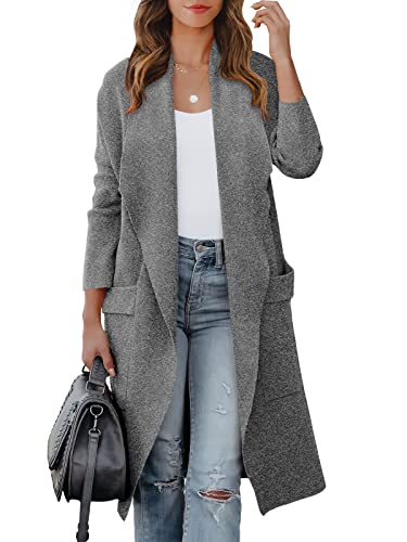 Blue Coat - ANRABESS Womens Long Cardigan Sweater 2024 Fall Fashion Casual Oversized Knit Open Front Coatigan Jacket Coat Trendy Outfits Gray