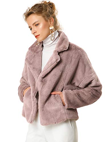 Hot Pink Fur Coat - Allegra K Womens Winter Wedding Faux Fur Bolero Jacket Loose Formal Faux Fur Coat Dusty Pink