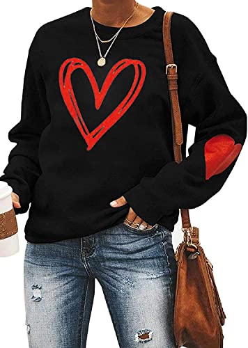 Heart Shirt - Ykomow Valentines Day Shirts Women Plaid Love Heart Valentines Day Sweatshirts Raglan Tops Black