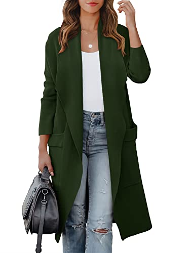 Blue Coat - ANRABESS Womens Long Cardigan Sweater 2024 Fall Fashion Casual Oversized Knit Open Front Coatigan Jacket Coat Trendy Outfits Army Green