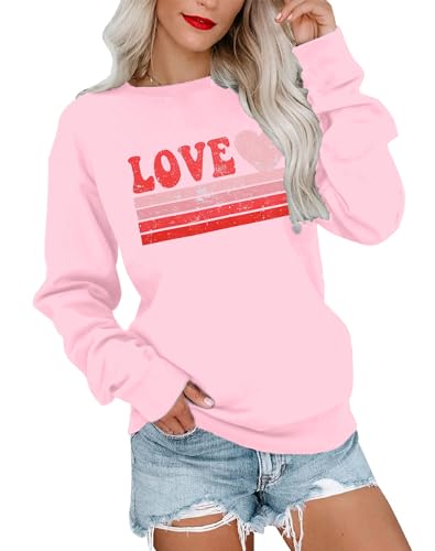 Heart Shirt - LUKYCILD Valentines Day Love Heart Shirt Women Casual Crewneck Sweatshirts Funny Love Graphic Tee Long Sleeve Pullover Tops