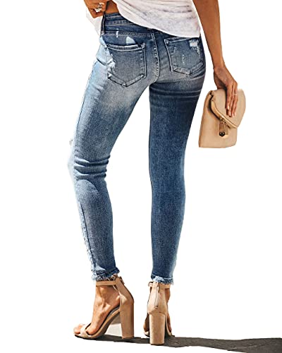 Rfm Jeans - Allimy Womens High Rise Skinny Stretch Ripped Jeans High Waisted Destroyed Denim Pants