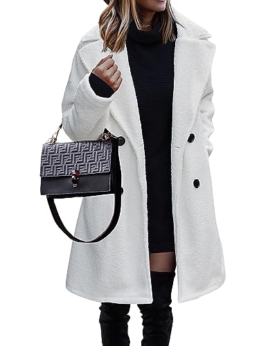 Blue Coat - BTFBM Women 2024 Winter Faux Fur Coats Lapel Long Sleeve Fuzzy Fleece Outerwear Button Down Sherpa Jackets Fall Outfits Solid White