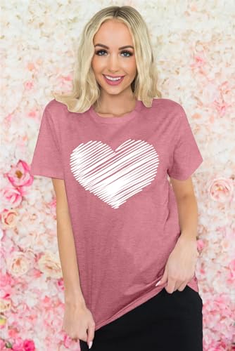 Heart Shirt - Valentines Day Shirt for Women Cute Love Heart Tshirts Graphic Valentine Gift Tee Casual Hearts Tops