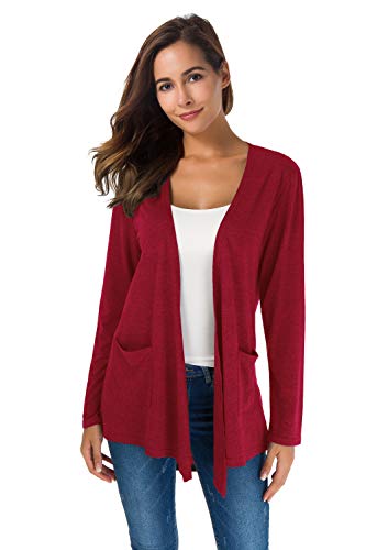 Yellow Cardigan - TownCat Cardigans for Women Loose Casual Long Sleeved Open Front Breathable Cardigans with Pockets Winered