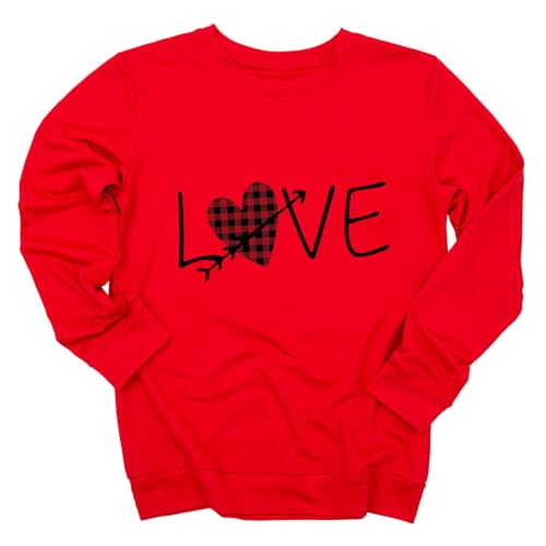 Heart Shirt - Ykomow Valentines Day Shirts Women Plaid Love Heart Valentines Day Sweatshirts Raglan Tops Red