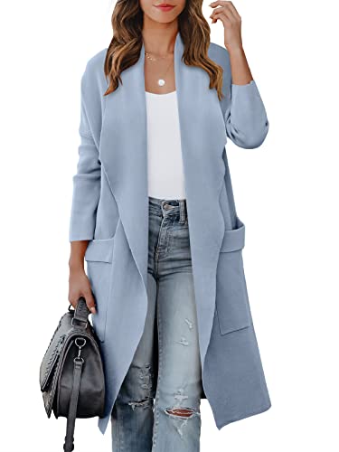 Blue Coat - ANRABESS Womens Long Cardigan Sweater 2024 Fall Fashion Casual Oversized Knit Open Front Coatigan Jacket Coat Trendy Outfits Blue