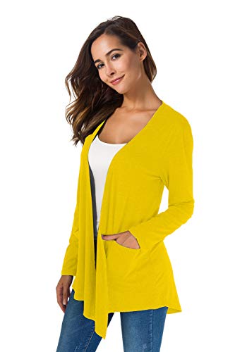 Yellow Cardigan - TownCat Cardigans for Women Loose Casual Long Sleeved Open Front Breathable Cardigans with Pockets