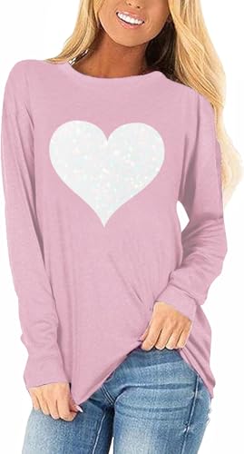 Heart Shirt - Womens Love Heart Raglans TShirts Casual Long Sleeve Valentines Day Graphic Tees Tops 2024-pk-a