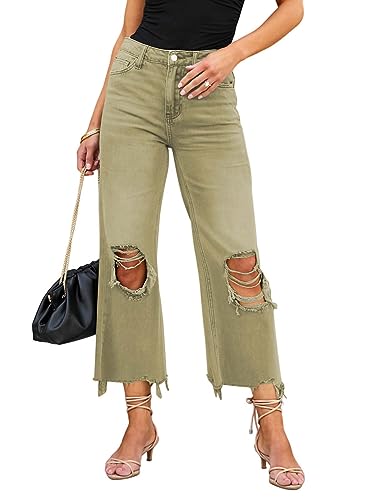 Rfm Jeans - LOLONG High Waisted Ripped Flare Jeans for Women Casual Distressed Pants