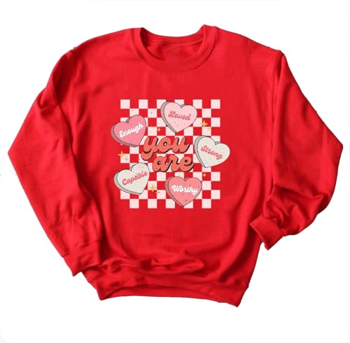 Heart Shirt - Ykomow Valentines Day Shirts Women Plaid Love Heart Valentines Day Sweatshirts Raglan Tops 3-red