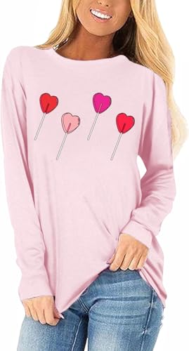 Heart Shirt - Womens Love Heart Raglans TShirts Casual Long Sleeve Valentines Day Graphic Tees Tops 2024-pk-b