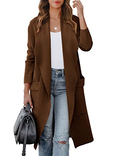 Blue Coat - ANRABESS Womens Long Cardigan Sweater 2024 Fall Fashion Casual Oversized Knit Open Front Coatigan Jacket Coat Trendy Outfits Auburn