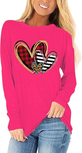 Heart Shirt - Womens Love Heart Raglans TShirts Casual Long Sleeve Valentines Day Graphic Tees Tops 2024-rs-a