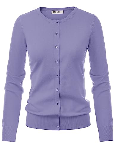 Yellow Cardigan - GRACE KARIN Womens Classic Long Sleeve Knit Cardigan Sweaters Casual Open Front Button Down Cardigan S3XL Purple