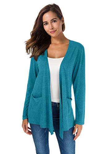 Yellow Cardigan - TownCat Cardigans for Women Loose Casual Long Sleeved Open Front Breathable Cardigans with Pockets Blue-green