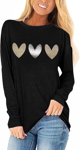 Heart Shirt - Womens Love Heart Raglans TShirts Casual Long Sleeve Valentines Day Graphic Tees Tops 2024-hs-a