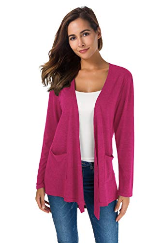 Yellow Cardigan - TownCat Cardigans for Women Loose Casual Long Sleeved Open Front Breathable Cardigans with Pockets Rosered