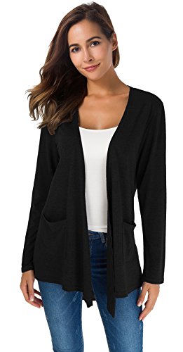 Yellow Cardigan - TownCat Cardigans for Women Loose Casual Long Sleeved Open Front Breathable Cardigans with Pockets Black Small