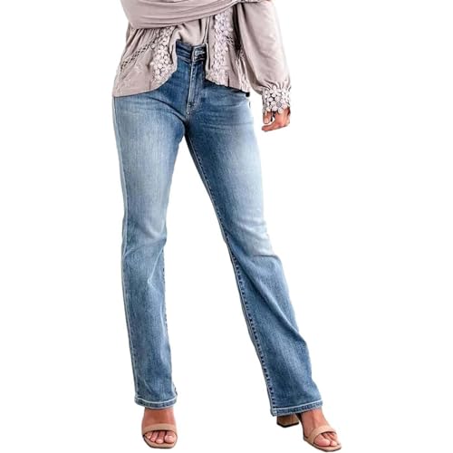 Rfm Jeans - NREALY Womens Holy Grail Tummy Control Bootcut Jeans Mom Jeans High Waisted Flare Stretchy Jeans for Women A01-blue