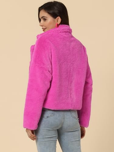 Hot Pink Fur Coat - Allegra K Womens Winter Wedding Faux Fur Bolero Jacket Loose Formal Faux Fur Coat