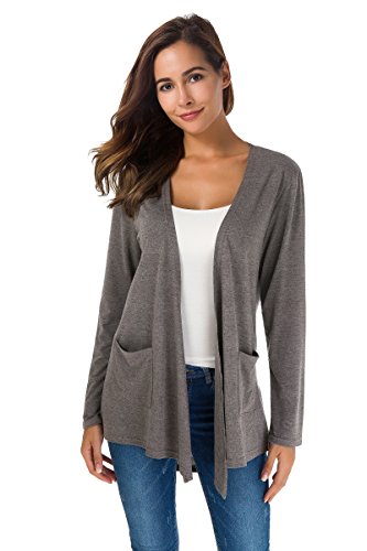 Yellow Cardigan - TownCat Cardigans for Women Loose Casual Long Sleeved Open Front Breathable Cardigans with Pockets Gray