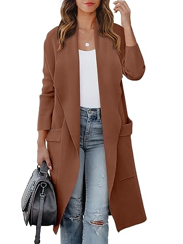 Blue Coat - ANRABESS Womens Long Cardigan Sweater 2024 Fall Fashion Casual Oversized Knit Open Front Coatigan Jacket Coat Trendy Outfits Coffee