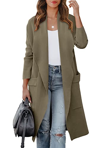 Blue Coat - ANRABESS Womens Long Cardigan Sweater 2024 Fall Fashion Casual Oversized Knit Open Front Coatigan Jacket Coat Trendy Outfits Brown