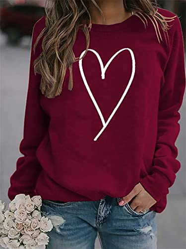 Heart Shirt - Valentines Day Crewneck Pullover Shirts Women Long Sleeve Love Heart Sweatshirts Graphic Lover Gift Mothers Day