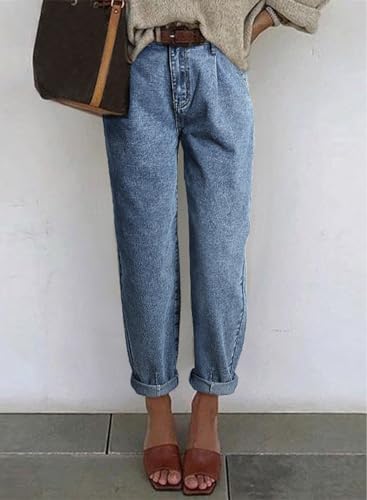 Mom Jeans - Astylish Womens High Waisted Baggy Jeans Boyfriend Cropped Loose Denim Pants